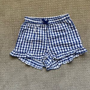 EUC Girl’s H&M Blue Checkered High Waist Shorts size 6-7y